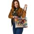 Galloping horse in the style of oil painting leather tote bag