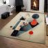 Geometric composition with red accents area rugs carpet