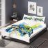 Geometric sea turtle blue and green bedding set