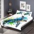 Geometric sea turtle blue and green bedding set