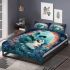 Ghostly scream in blue bedding set