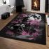 Giant panda under the moon surrounded by pink cherry blossom trees area rugs carpet