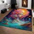 Girl with colorful hair and balls area rugs carpet