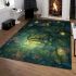 Glowing green frog sits on the water's surface area rugs carpet