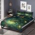 Glowing green frog sits on the water's surface bedding set