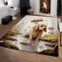 Golden retriever and mushrooms area rugs carpet