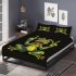 Green frog sitting on the ground doing yoga bedding set