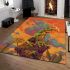 Green frog sitting on top of an island with smoke coming area rugs carpet