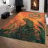 Green frog sitting on top of an island with smoke coming area rugs carpet