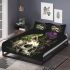 Green frog sitting on top of an skull with purple thistles growing bedding set