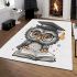 Grey owl with big eyes wearing glasses area rugs carpet