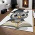 Grey owl with big eyes wearing glasses area rugs carpet