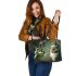 grinchy cry and dancing santaclaus Leather Tote Bag