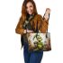 Grinchy drink coffee smile and dream catcher leather tote bag