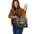 Grinchy drink coffee smile and dream catcher leather tote bag