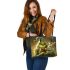 grinchy smile and dancing rabbit Leather Tote Bag