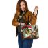grinchy smile and dancing santaclaus and Reindeer show Leather Tote Bag