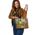 grinchy smile and dancing skeleton king 13 Leather Tote Bag