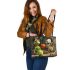 grinchy smile and dancing skeleton king 14 Leather Tote Bag