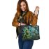 grinchy smile and dancing skeleton king 17 Leather Tote Bag
