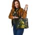 grinchy smile and dancing skeleton king rabbit toothless Leather Tote Bag