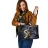 grinchy smile and dancing wolves show Leather Tote Bag