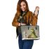 grinchy smile and eat bread show Leather Tote Bag