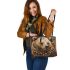 Grizzly bear with dream catcher leather tote bag