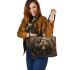 Grizzly bear with dream catcher leather tote bag