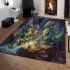 Guardian dragons under the starry sky area rugs carpet