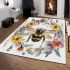Hand drawn watercolor bee in the center area rugs carpet