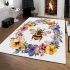 Hand drawn watercolor bee in the center area rugs carpet