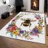 Hand drawn watercolor bee in the center area rugs carpet