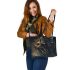 Horror scarry monster with dream catcher leather tote bag