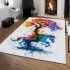 Horse and tree of life colorful drawing area rugs carpet