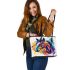 Horse head brush strokes leather tote bag