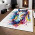 Horse head brush strokes colorful ink splash area rugs carpet