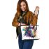 Horse head colorful ink splash and paint drips leather tote bag