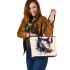 Horse head with a splash of color leather tote bag