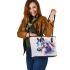 Horse watercolor realistic details leather tote bag
