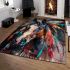 Horse with indian feather headdress area rugs carpet