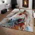 Horse with native american feathers area rugs carpet