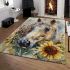 Horse with sunflower watercolor area rugs carpet