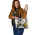 Husky and yellow grinchy smile toothless like leather tote bag