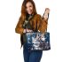 Husky dogs with dream catcher leather tote bag