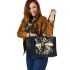 Husky dogs with dream catcher leather tote bag