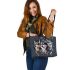 Husky dogs with dream catcher leather tote bag