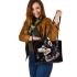 Husky with dream catcher leather tote bag