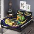 Illustration of a psychedelic frog on the moon bedding set