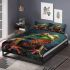 Illustrative colorful frog with fractal skin and glowing eyes bedding set